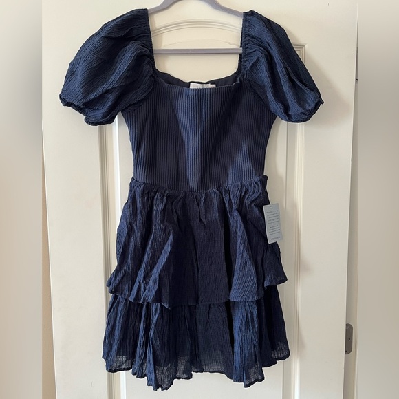 NWT Elegant Navy Blue Tiered Dress - Picture 10 of 15